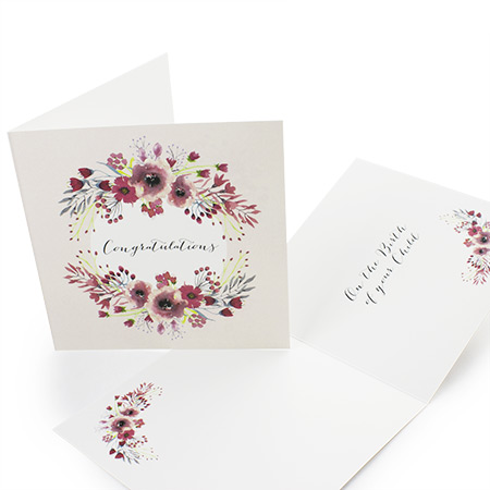 148mm Square folded Greeting Card 350gsm Uncoated