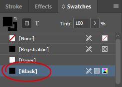 InDesign Black Swatch InDesign Black Swatch