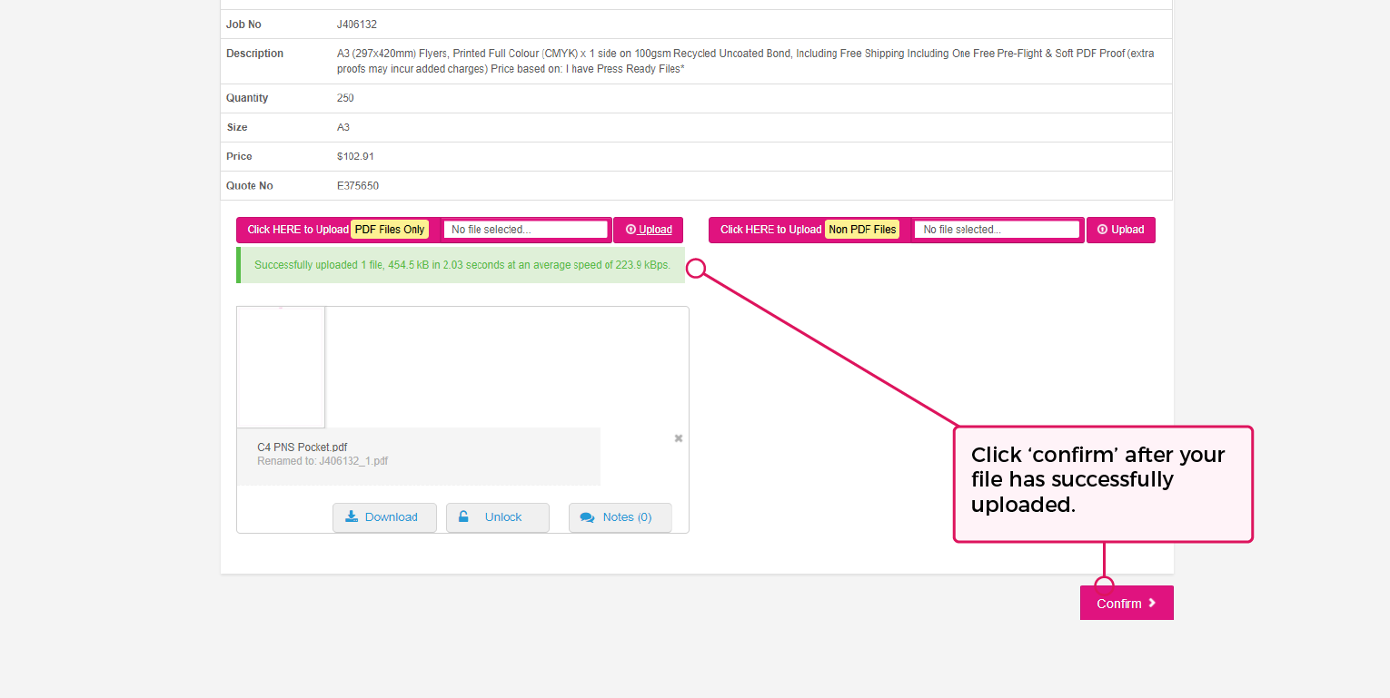 Artwork Upload Confirm