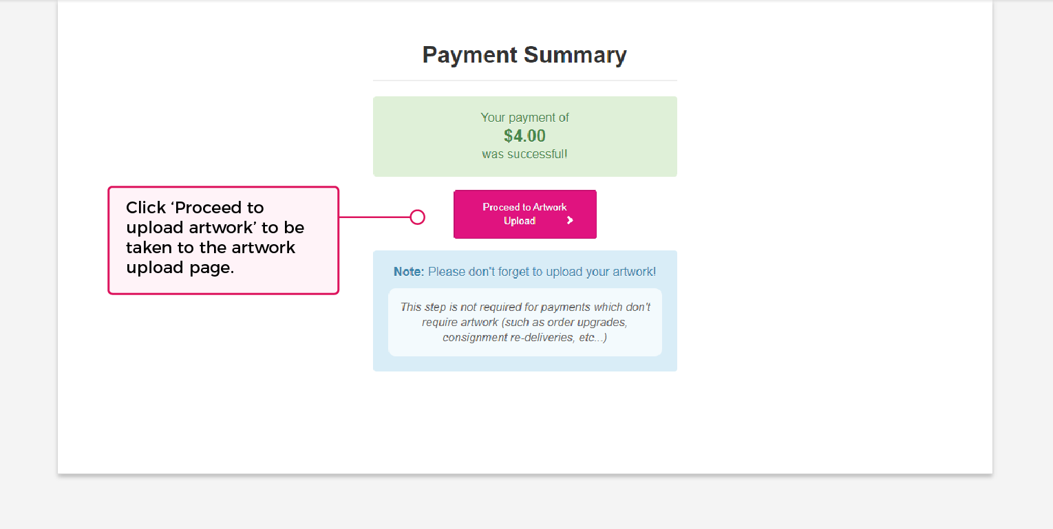 Payment Confirmation Artwork Upload