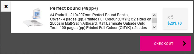 Perfect Bound Shopping Cart Screenshot Screenshot of Perfect Bound Shopping Cart
